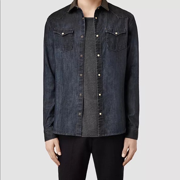all saints denim shirt womens